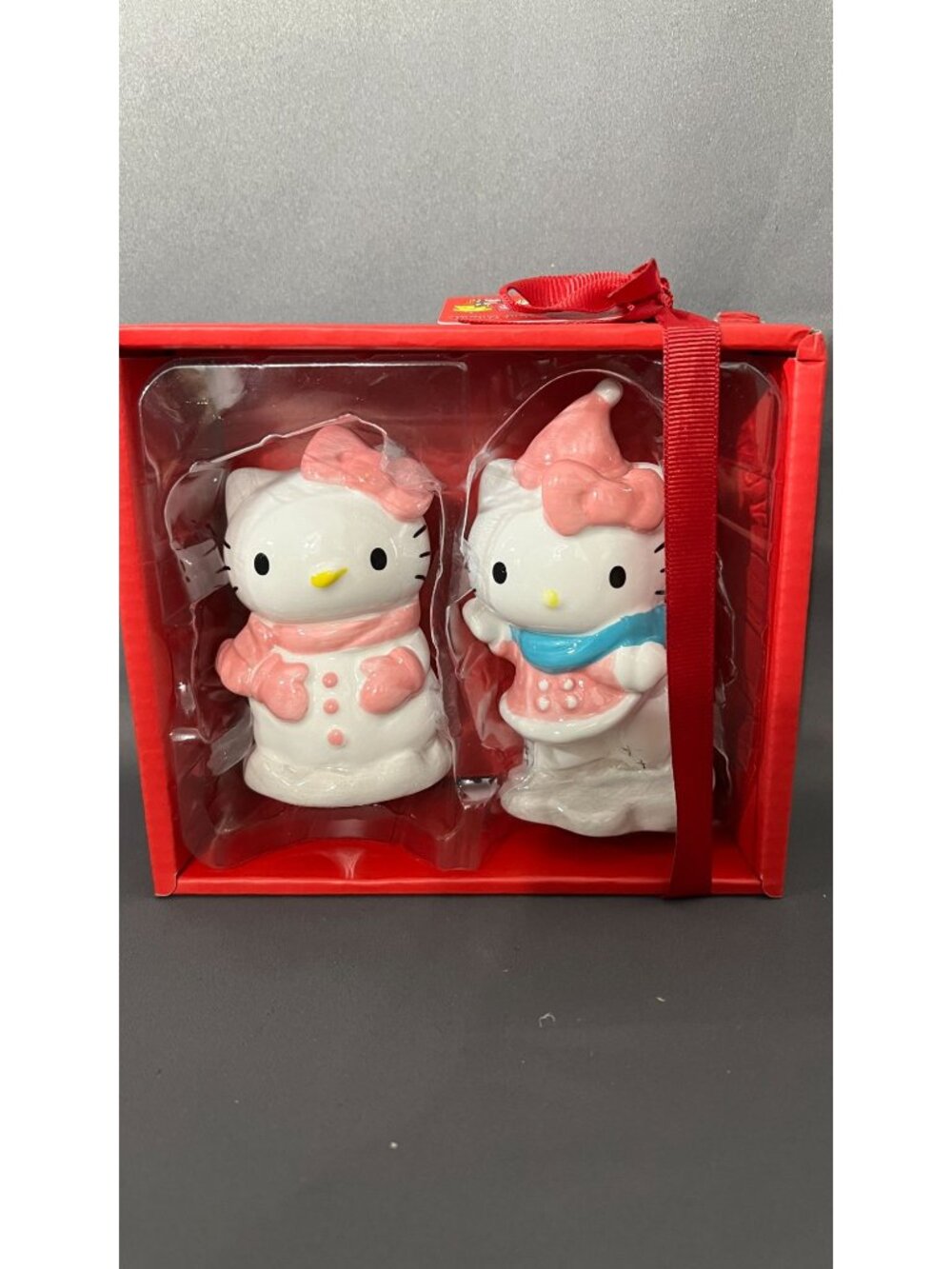 Hello Kitty Holiday Salt & Pepper Shaker Set By Blue Sky In Gift Box - Picture 2 of 5